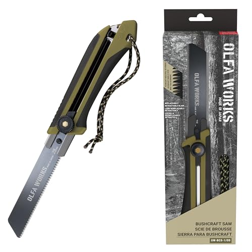 OLFA WORKS Serrated Knife (OW-BCS-1/OD) - Ratchet Lock Handle, Olive - color: Olive