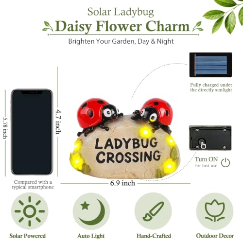Solar Ladybug Garden Statues 4.7" Resin Ladybug Solar Lights - style: Ladybug