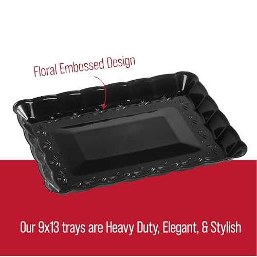 Plasticpro Plastic Serving Trays - Serving Platters Rectangle 9X13 Disposable Party Dish Includes 8 Black Trays - color: Black