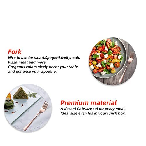 Rose Gold Fork Set of 12 Pieces, 6.8 inch Silverware forks, Stainless Steel Small Dinner forks, Kitchen Utensils for Home, Kitchen or Restaurant, Dishwasher Safe - size: Rose Gold Fork