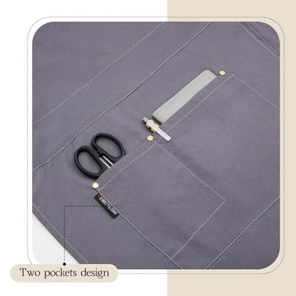 Crossback Pottery Apron Split Leg, Adjustable Straps - color: Gray