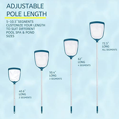 5 Foot Ultra Fine Mesh Pool Spa Leaf Skimmer Rake Net with Adjustable Pole - size: Pool Skimmer with Pole
