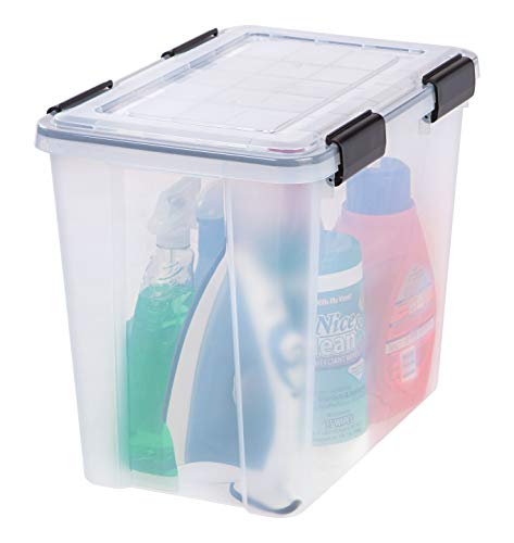 IRIS USA 4-Pack 32 Qt Storage Bins with Gasket Lids, Clear/Black - size: 36 Qt, style: 4 Pack