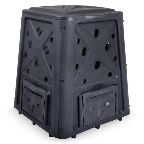 Redmon Outdoor Compost Bin with Lift Off Lid, 65 Gallon, Black