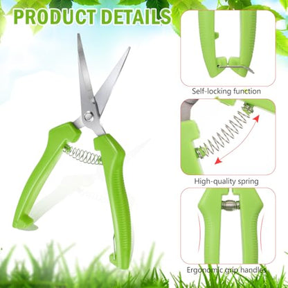 Lasnten 20 Pcs Pruning Shears 7.2" Bud Trimming Scissors, Green - color: Green