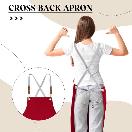 Crossback Pottery Apron Split Leg, Adjustable Straps - color: Red