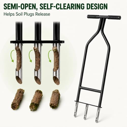 Manual Core Lawn Aerator, 3 Hollow Tines - size: core aerator