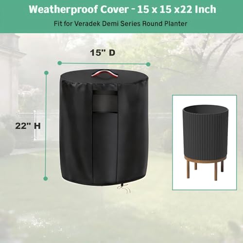 15" Planter Cover for Veradek Demi Series Round Planter with Stand - size: 15"D x 22"H