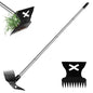 Large Weed Puller Tool with Long Handle, Garden Hoe & 10 Teeth Weed Rake - size: Large