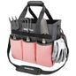 WORKPRO Garden Tool Bag, 10 Pockets and Shoulder Strap, Pink - color: Pink