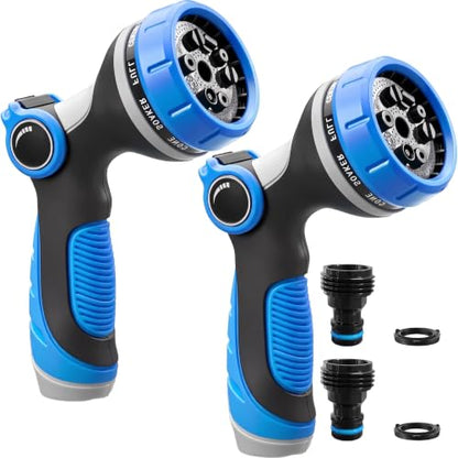 Garden Hose Nozzles,Hose Spray Nozzle with Adjustable 10 Watering Patterns - color: Blue&Blue