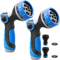 Garden Hose Nozzles,Hose Spray Nozzle with Adjustable 10 Watering Patterns - color: Blue&Blue