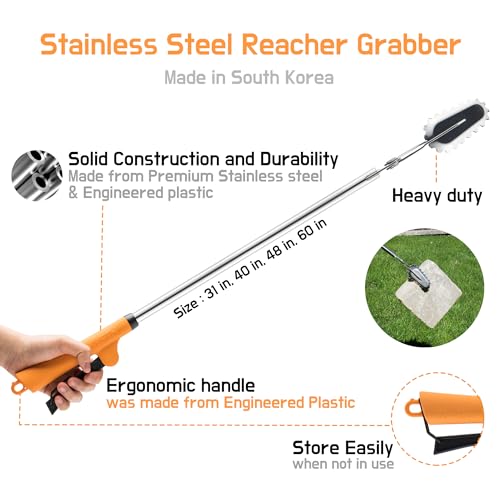FTH Stainless Steel Grabber Reacher Pickup Tool Heavy Duty Trash Picker 48" - color: 48 Inch
