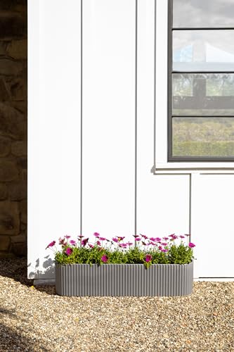 Veradek Demi Series Window Box Planter - Round Outdoor Planter - color: Gray, size: 36 inch