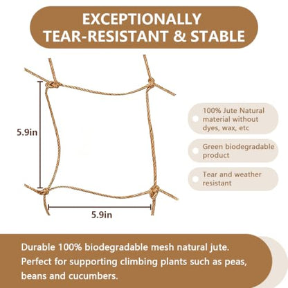 3.28 Ft *13.12 Ft Jute Trellis Netting, Heavy-Duty Garden Plant Climbing Support Net for Vining Fruits, Vegetables & Flower Plants. - size: 1M*4M