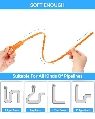 20 Inch 6 Pack Drain Clog Remover - Flexible Drain Snake - style: 20 IN