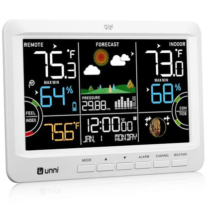 Weather Station Indoor Outdoor Thermometer Wireless Atomic Clock White - color: White