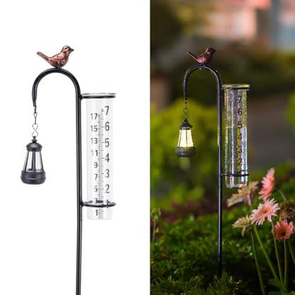 Hummingbird Rain Gauge Outdoor, Solar Rain Gauges - color: Street-Lamp