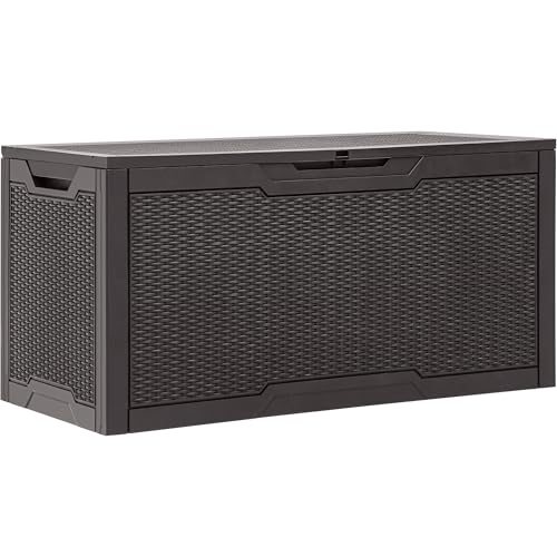 YITAHOME 100 Gallon Resin Deck Box - color: Dark Brown, size: 100 gallon