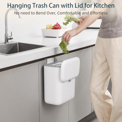 MUEE Hanging Trash Can with Lid for Kitchen, Garbage Can 1.8 Gal/6.8L - size: Standard [1.8 Gal] - For 2-3 Person Families