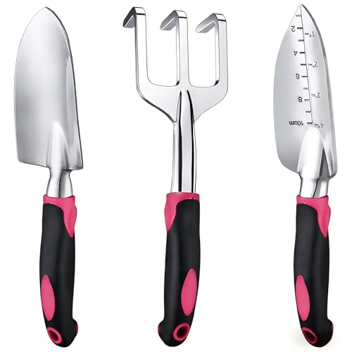 Garden Tools Set, 3-Piece Heavy Duty Gardening Hand Tools - color: Purple