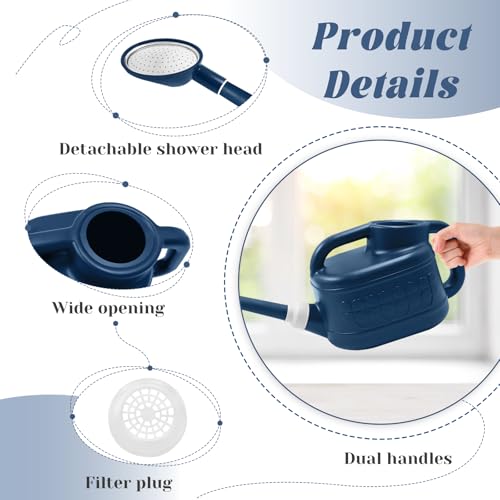 1 Gallon Watering Can, Outdoor Watering Can, Long Spout Water Can - color: Dark Blue, size: 1 Gallon