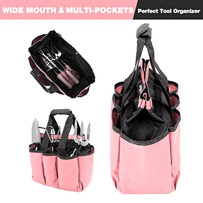WORKPRO Garden Bag, Garden Tool Tote Storage Bag with 8 Pockets - color: Pink