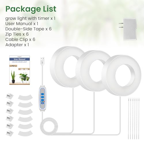 Kullsinss 3.5" Plant Grow Light, 144 LEDs Plant Lights for Indoor Growing - size: 3-Head/White