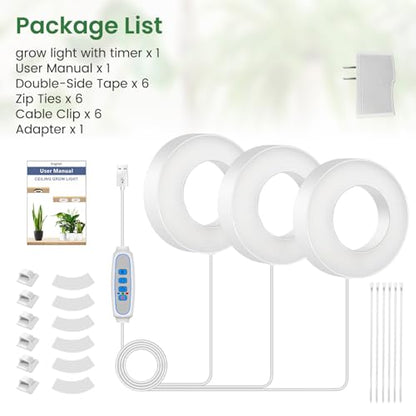 Kullsinss 3.5" Plant Grow Light, 144 LEDs Plant Lights for Indoor Growing - size: 3-Head/White