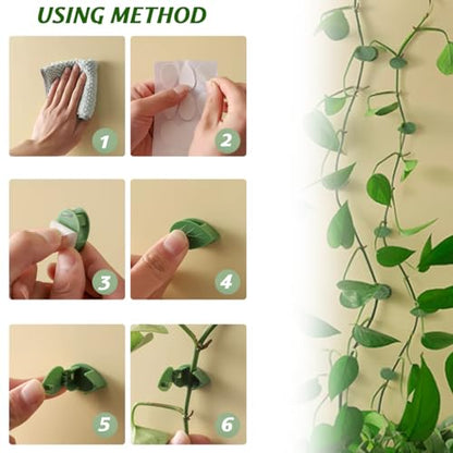 GXXMEI 200PCS Plant Climbing Wall Fixture Clips Self-Adhesive Hook Vines Traction Clips Invisible Holder Garden Green Leaf Simulation Self-Adhesive Hook Wire Fixing Supporting
