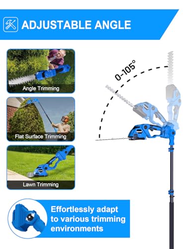AZZUNO Pole Hedge Trimmer Cordless, 14.5FT Max Reach Electric Grass Shears Shrubbery Hedge Trimmer with 2 Packs 2.0Ah Batteries - style: with extension pole
