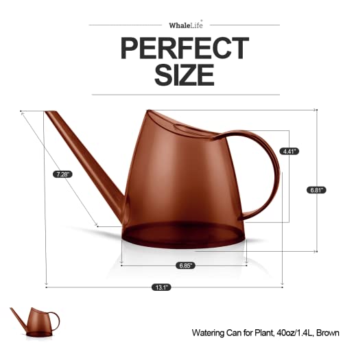 Small Indoor Plant Watering Can Long Spout 1.4L Brown - color: Brown