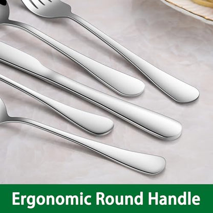 DEHOV 8 Inch Stainless Steel Silverware Dinner Forks Set of 8 - color: Silver