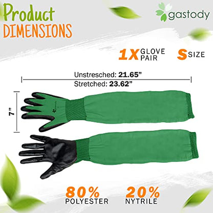 Long Sleeve Gardening Gloves for Women & Men, Long Cuff Garden Gloves - color: Black and Green, size: Medium