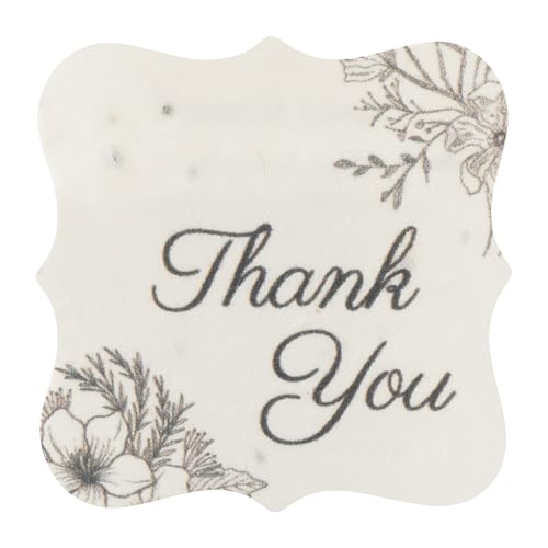 50 Plantable Thank You Seed Paper Tags with Wildflower Seeds - style: 50 B&W Thank You Tags