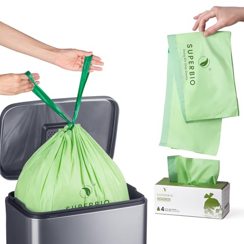 SUPERBIO 4 Gallon Compostable Drawstring Food Scrap Bags - style: 4 gallon,40 count