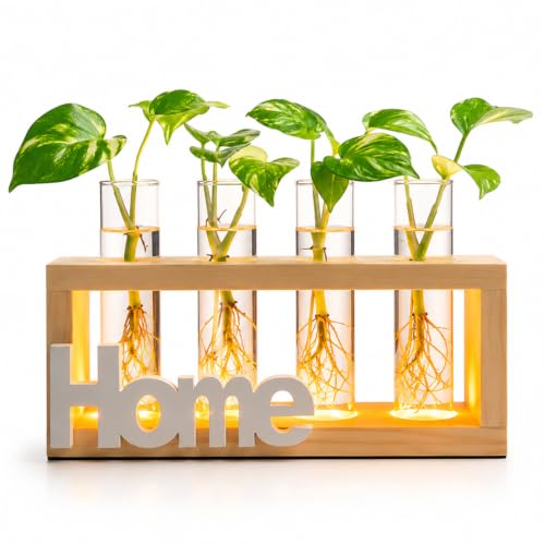 Plant Propagation Station with LED Grow Light Wooden Stand （Home） - color: Home
