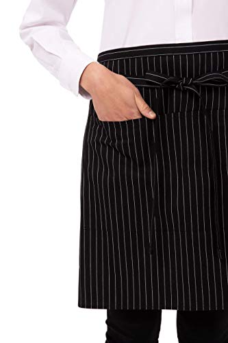 Chef Works Unisex Half Bistro Server Apron - color: Black/White, 1 Pack