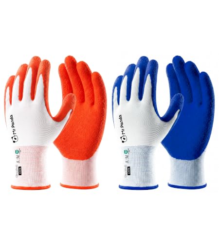 Mr. Panda 2 Pairs Skin-Friendly Gardening Gloves for Women, Latex Coated Garden Gloves, Ladies Outdoor Yard Work Gloves, Breathable, Blue & Red, Medium - color: Blue/Red, size: Medium (8)
