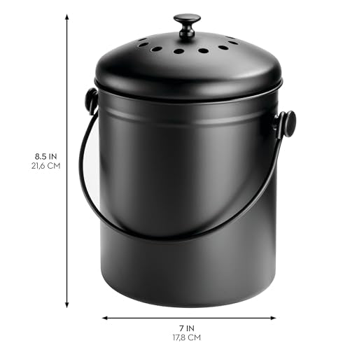 iDesign 1.3 Gallon Compost Bin with Double Filtration System - Matte Black - color: PC Matte Black