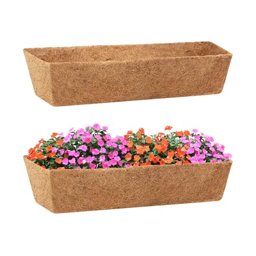 Legigo 2 Pack Rectangle Coco Liners for Planters- 24 Inch Window Box Liners - size: 24 Inch