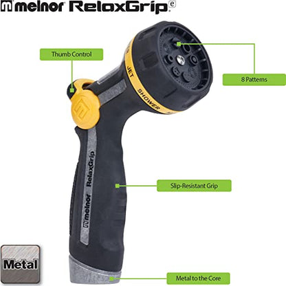 Melnor RelaxGrip Metal 8-Pattern Hose Nozzle: Thumb Operation - size: 8-Pattern, style: Thumb Control