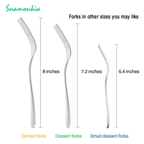 Snamonkia Set of 12 Dinner Forks Stainless Steel, 8 Inches, 18/0 Large Table Forks for Salad Steak Spaghetti