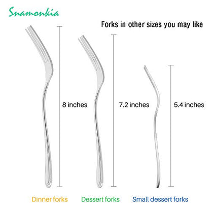 Snamonkia Set of 12 Dinner Forks Stainless Steel, 8 Inches, 18/0 Large Table Forks for Salad Steak Spaghetti