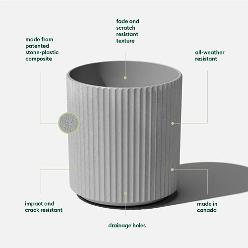 Veradek Demi Series Planter - Large Round Outdoor Planter - color: Gray, size: 16 inch - 2 Pack