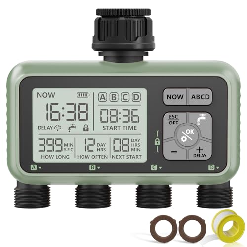 4 Zone Sprinkler Timer, Programmable Water Timer for Garden Hose - size: 4 Outlet