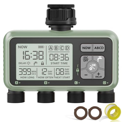 4 Zone Sprinkler Timer, Programmable Water Timer for Garden Hose - size: 4 Outlet