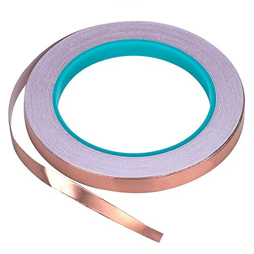Zehhe Copper Foil Tape with Double-Sided Conductive (1/4inch X 21.8yards)- EMI Shielding,Stained Glass,Soldering,Electrical Repairs,Slug Repellent,Paper Circuits,Grounding (1/4inch) - size: 1/4 inch