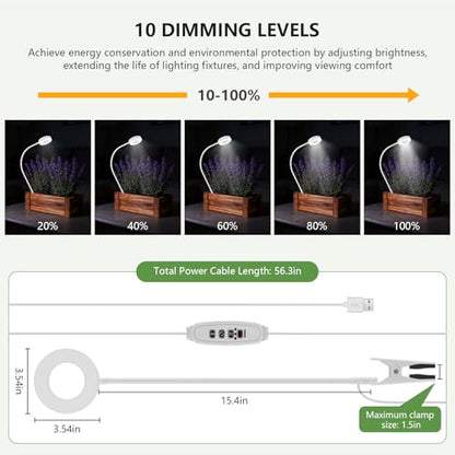 Grow Lights for Indoor Plants, Clip-On Plant Light, White, 2 Pack - color: White，2 pack