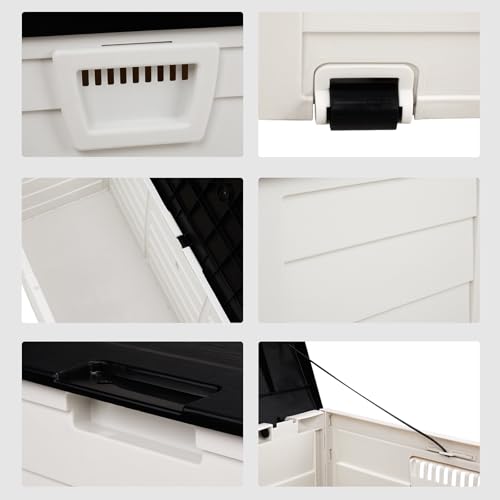 75 Gallon Outdoor Storage Box with Wheels Lockable Seat Waterproof Deck Box